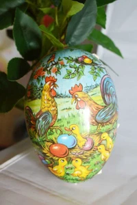 Füllei Osterei DDR Pappmache mit Hahn Huhn Kücken 15 cm - Bild 1 von 4