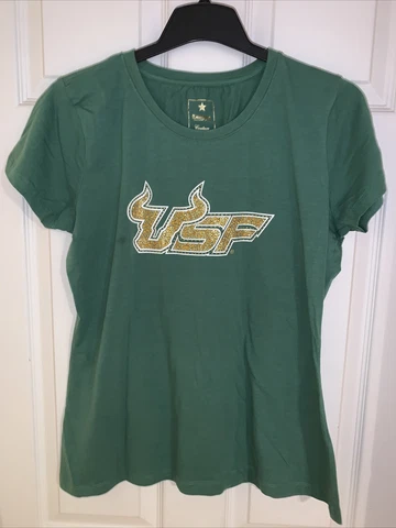 Women's USF University of South Florida Campus Couture Jeweled Green T-Shirt XL Cover