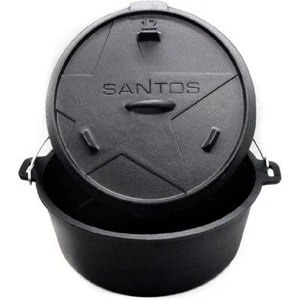 SANTOS Dutch Oven mit Deckel - Schmortopf für Außenküche - 11 L/12 Qt Feuertopf - Bild 1 von 2