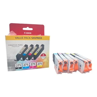 Genuine Canon CLI-271 Ink Cartridge 4 Pack Black & Color Cyan Magenta Yellow OEM - Image 1 of 4
