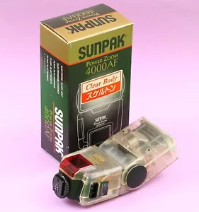 *RARE* SUNPAK Power Zoom 4000AF TTL Flash for Canon Translucent Clear Y2K Japan - Picture 1 of 10