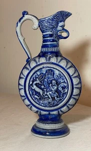 antique handmade figural blue gray Westerwald German pottery jug stein pitcher - Picture 1 of 14