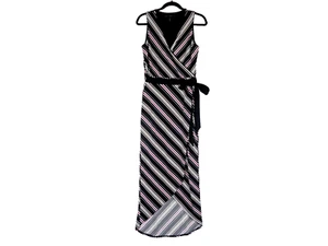 White House Black Market Dress XS Maxi V-Neck Sleeveless Cross Over Tie Stretch - Picture 1 of 6