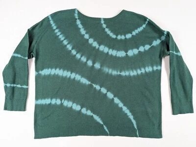 J Jill Green Tie Dye Pullover Sweater Women P Large Cotton Blend Casual Top - Image 1 of 4