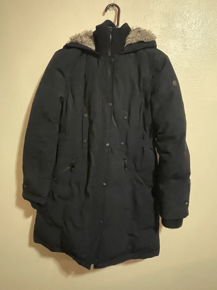 Parka para mujer Vince Camuto talla mediana plumón imitación piel capucha chaqueta acolchada J-936 Foto 1 de 4