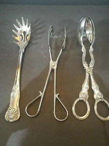 Collection Of Antique / Vintage Serving Tools, tongs heavy, 2 marked Shefield - Picture 1 of 11