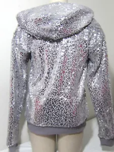 BLING Victoria Secret Pink LEOPARD CHEETAH LOGO FUR SWEAT SHIRT JACKET HOODIE S - Picture 1 of 3