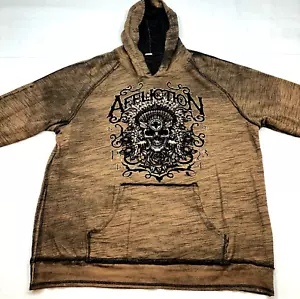 Felpa con cappuccio reversibile Affliction uomo 3XL velluto goffrato logo ricamato invecchiato - Foto 1 di 14