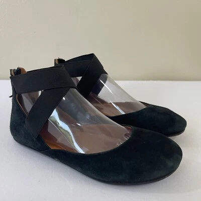 Zapatos planos de ballet Gentle Souls únicos para mujer 6,5 de gamuza negra con tiras cómodos Foto 1 de 4