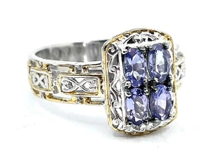 Michael Valitutti Gems en Vogue Purple Silver Gold Vermeil Filigree Ring Sz 9.75 - Picture 1 of 5