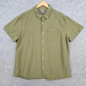 LL Bean Signature Men's Green Short Sleeve Shirt Size XL Button Up Linen Blend - Picture 1 of 8