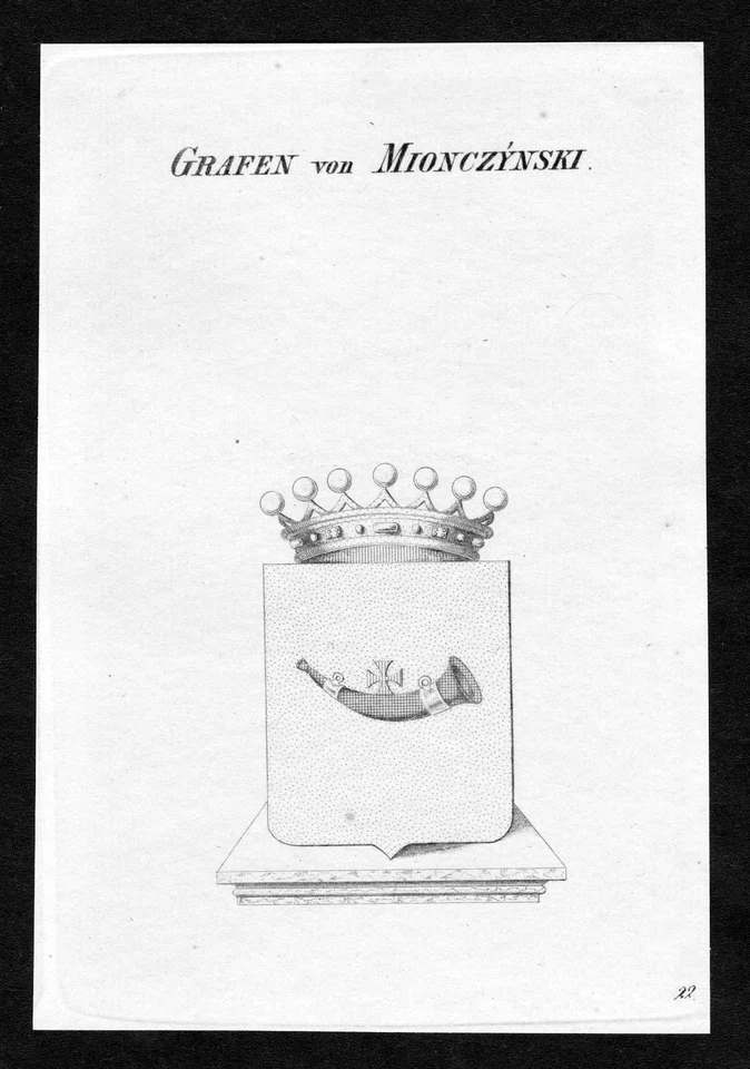 ca. 1820 Mionczynski Wappen Adel coat of arms Kupferstich antique print heraldry - Bild 1 von 1