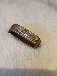 Viktorianischer goldener Schalclip mit Scharnier und silberner Perle und weißem Edelstein - Bild 1 von 5