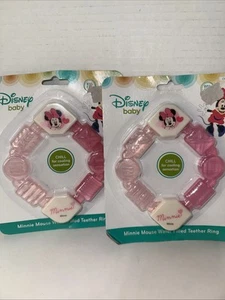 Disney Baby Minnie Mouse Water Filled Teether Ring Gum Massager BPA Free Lot Of2 - Picture 1 of 3