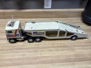 Vtg Nylint Pressed Steel GMC Astro 95 Car Hauler Transporter Semi Truck 1/16 - Picture 1 of 15