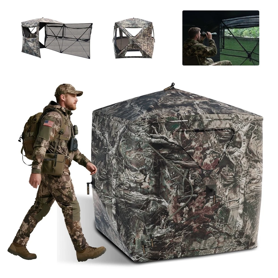 FLISSA Hunting Blind See-Through with Full-Opening Door Ground Camouflage Tent - Image 1 of 4