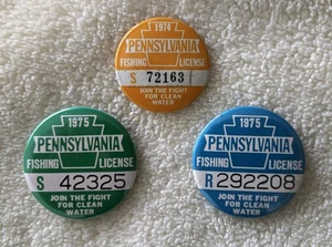 Lot de 3 épingles bouton dos permis de pêche Pa - Photo 1/2