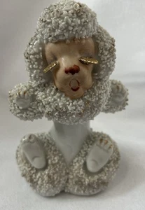 Vtg SONSCO Japan Sugar Spaghetti 5" Sleepy POODLE DOG FIGURINE with Gold Accents - Picture 1 of 7