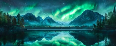 Mountain Landscape Aurora Canvas Home Decor Wall Art Posters Prints Painting - Image 1 of 4