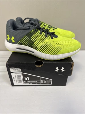 Under Armour BGS Pursuit NG Neon Gray Sneakers Size 5Y - Image 1 of 4