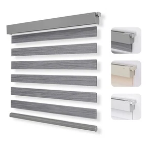 No Drill Zebra Blinds for Windows, Cordless Dual-Layer Privacy Zebra Shades f... - Picture 1 of 7