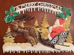Vtg German Pulp Advertising Topper Santa Claus “Merry Christmas” 10”x13” - Picture 1 of 14