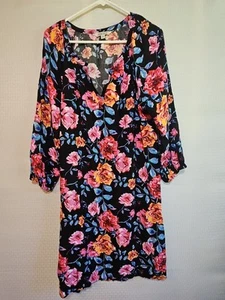 Pioneer Woman XXL 3/4 Sleeve Peasant Dress NWT Black Floral - Picture 1 of 10