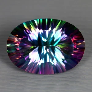 7.08 ct Pleasant Oval Shape (14 x 10 mm) Green Mystic Fire Topaz Gemstone - Picture 1 of 2