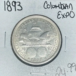 1893 EXPO COMMEMORATIVE SILVER HALF DOLLAR~ ~NICE COIN~ - Picture 1 of 2