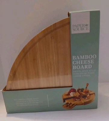 Tablero de queso giratorio de bambú fuente de papel con 3 cuchillos para queso - ¡Nuevo! Foto 1 de 4