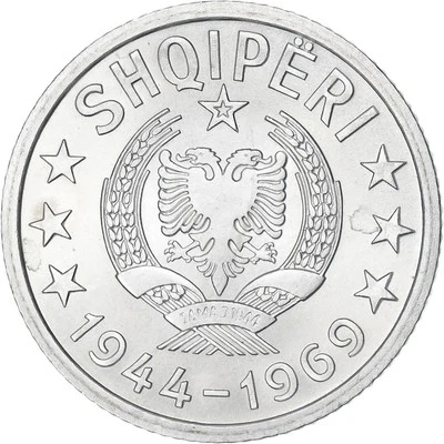 [#199509] Albania, 5 Qindarka, 1969, Aluminum, MS, KM:44 - Image 1 of 2
