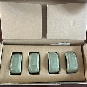Longaberger Sage Green Woven Traditions Soft Square Napkin Rings Set Of 4 Box - Picture 1 of 10