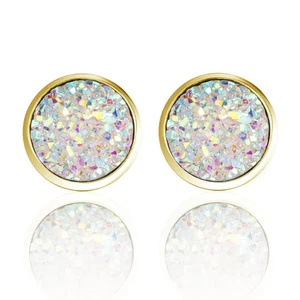 Ohrstecker in gold & silber mit bunten Zirkonia - Damen Ohrringe vergoldet 14mm - Bild 1 von 7