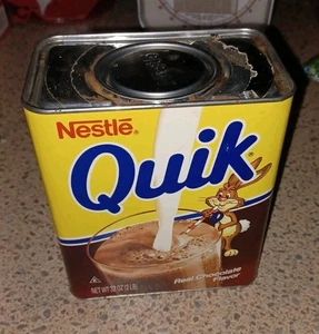 VOLLE VINTAGE 1980er Nestle Quik Dose/Container Hase Yummies auf Rückseite SCHÖNER ZUSTAND - Bild 1 von 6