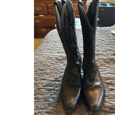 Botas de Vaquero de Cuero Negras Estilo Occidental Detalles Bordados Talla Desconocida Foto 1 de 4