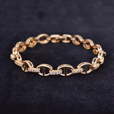 Brazalete de cadena marina topacio transparente de moda relleno de oro amarillo de 18 quilates para mujer joyería Foto 1 de 2