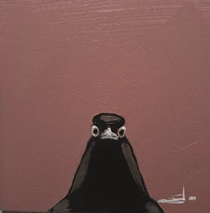 KRÄHE ÖLGEMÄLDE VIVEK MANDALIA IMPRESSIONISMUS 8X8 SAMMLERSTÜCK ORIGINAL SIGNIERT - Bild 1 von 6