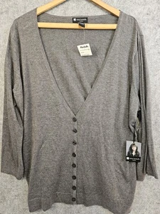 Valerie Bertinelli Cardigan Sweater Womens 2XL Gray Cotton Blend Lightweight NEW - Picture 1 of 10