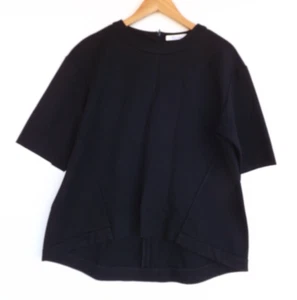 Morrison Top 3 Womens Black Designer Blouse Raw Sleeve Ends Zip Closure - Picture 1 of 13