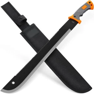 25" Heavy Duty Machete with Saw & Sheath - No-Slip Handle for Outdoor Work - Picture 1 of 8