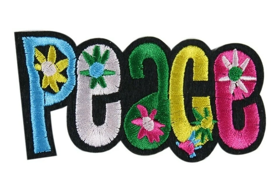 Iron or Sew On Embroidered Patch Hippie Ethnic Peace 5 x 10 cm - Image 1 of 1