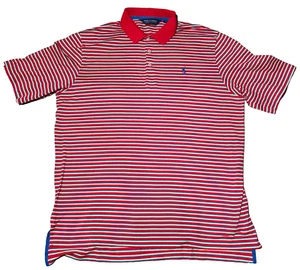 Polo Golf Ralph Lauren Hemd Herren L rot blau gestreift Pima weich Pony Logo Peru - Bild 1 von 6