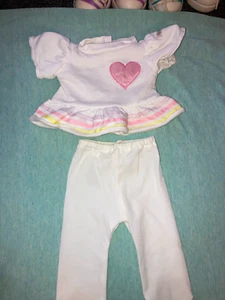 Vintage Cabbage Patch Kids/doll Clothes - White Heart To & Tights (576) - Imagen 1 de 3