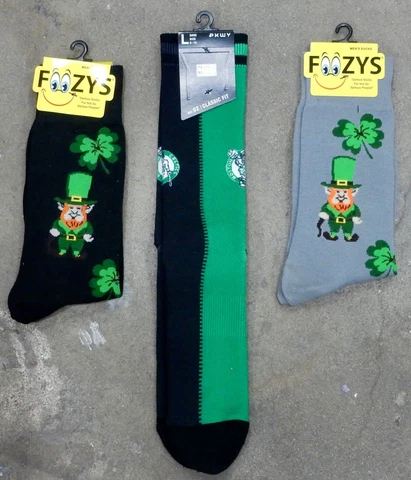 3 Pack Boston Celtics NBA Mens Large Socks Fits 6-12 PKWY Crew TB Leprechaun Cover