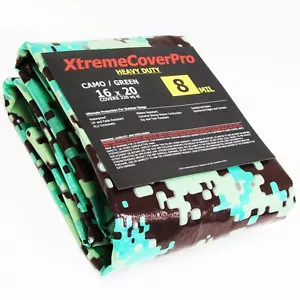 TARP 16'x20' MIMETICO 8 mil Copertura Protettiva Multiuso con Grommet - Foto 1 di 3
