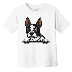 Boston Terrier Dog Breed Popping Up Cute Infant Toddler T-Shirt - Picture 1 of 2
