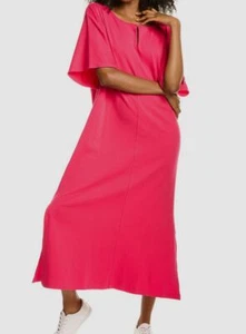 $245 Joan Vass Women's Pink Casual Kimono 3/4 Sleeves Cotton Maxi Dress Size 1 - Picture 1 of 4