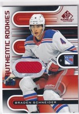 2022-23 UD SP GAME USED AUTHENTIC ROOKIES RED JERSEY #184 BRADEN SCHNEIDER