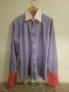 Axxess Men's Large French Collar Flip Cuff Button Up Shirt - Picture 1 of 8