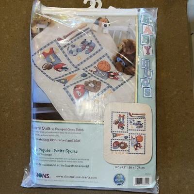 Kit de punto de cruz edredón de bebé cuna deportiva Dimensions 34X43 fútbol fútbol Foto 1 de 4